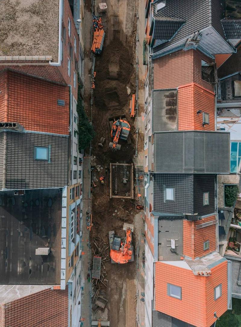 Aerial view of a construction site for 3D mapping